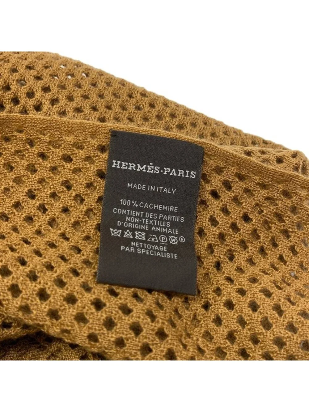 Hermes Scarf Maille Fillet Brown Cashmere